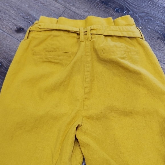 Boden Ochre Mustard Yellow Paperbag Waist Linen Blend Chinos Boho Preppy Indie 6 - Picture 7 of 9